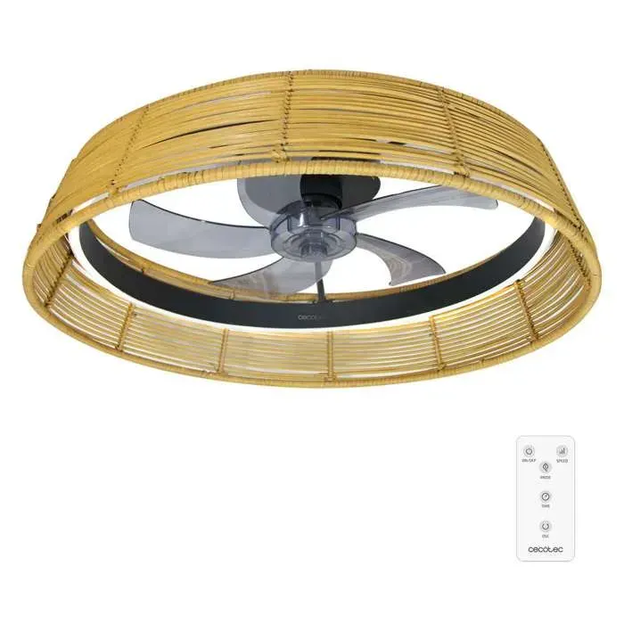 Cecotec - Ventilateur de Plafond avec Lumière EnergySilence LampAero 600 Natural Design - 20 W Diamètre 43 cm Lampe LED