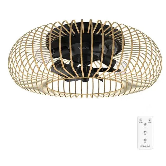 Cecotec Ventilateur de Plafond avec Lumière EnergySilence LampAero 600 Natural LightWood. 53 W Diamètre 106 cm Lampe LED 3