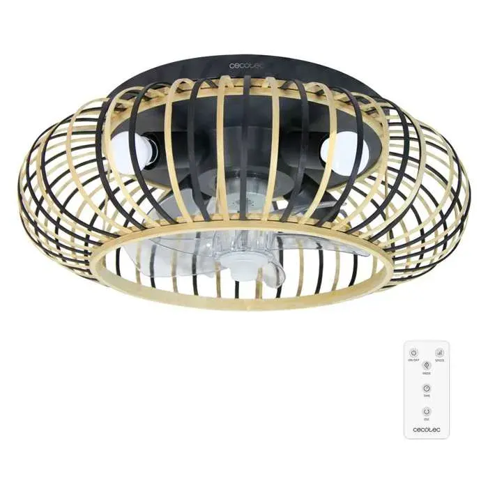Cecotec - Ventilateur de Plafond avec Lumière EnergySilence LampAero 600 Natural Wood - 20 W Diamètre 60 cm Lampe LED
