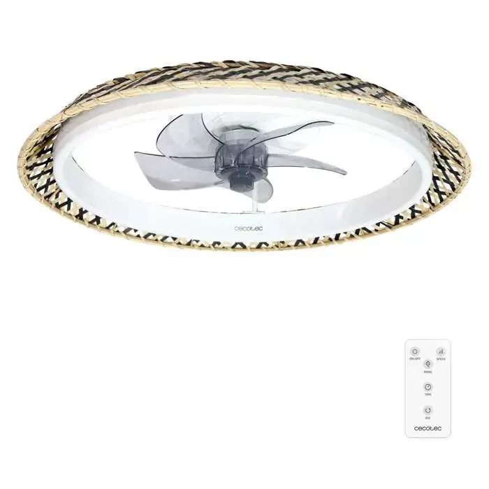 Cecotec Ventilateur de Plafond avec Lumière EnergySilence LampAero 610 Natural Design.20 W Diamètre 43 cm Minuterie