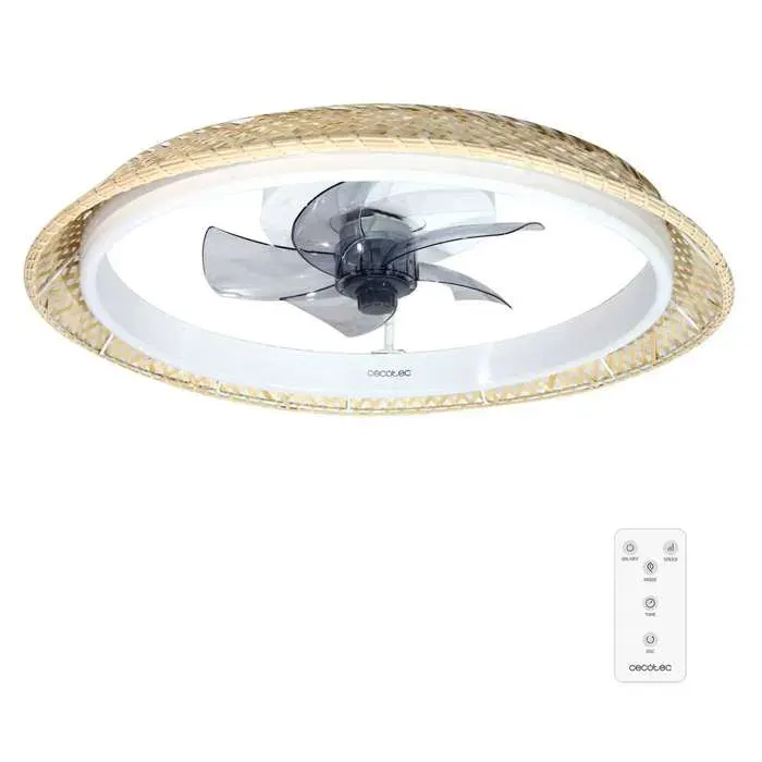Cecotec - Ventilateur de Plafond avec Lumière EnergySilence LampAero 620 Natural Design - 20 W Diamètre 43 cm Minuterie