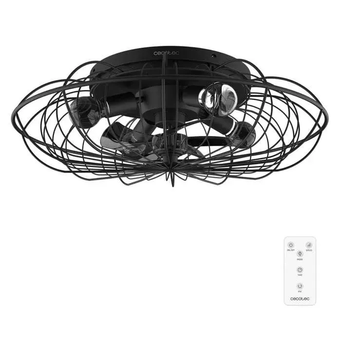 Cecotec - Ventilateur de Plafond avec Lumière EnergySilence LampAero 650 Iron Design - 20 W Diamètre 28 cm Minuterie