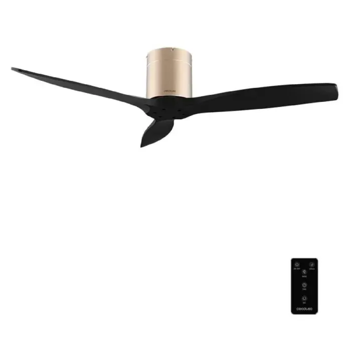 Cecotec Ventilateur de Plafond avec Télécommande de 52 EnergySilence Aero 5400 Classic Gold&Black. Moteur DC 40W 3 Pales