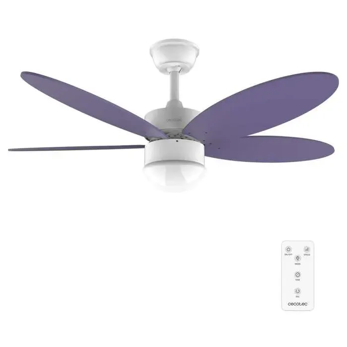 Cecotec Ventilateur de plafond Energysilence Aero 4260 Purple 40 W Moteur DC Diamètre 42” 5 Lames Réversibles Lumière LED
