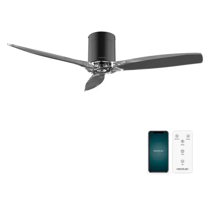 Cecotec Ventilateur de Plafond EnergySilence Aero 5285 BlackTransparent Connected Moteur DC 40W Diamètre 132 cm Basse