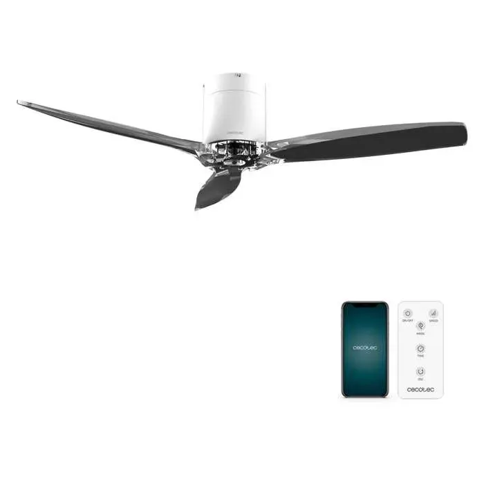 Cecotec Ventilateur de Plafond EnergySilence Aero 5285 WhiteTransparent Connected Moteur DC 40W Diamètre 132 cm Basse