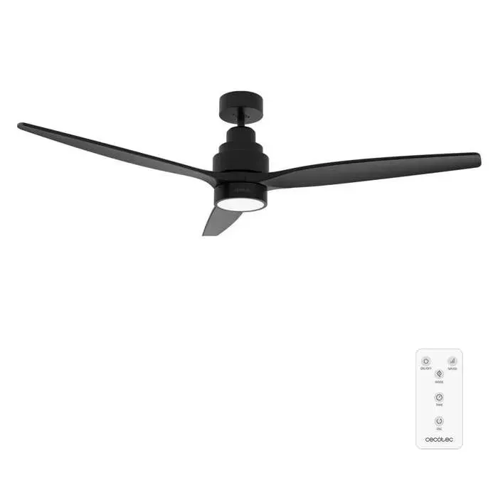 Cecotec Ventilateur de plafond Energysilence Aero 5350 Black Design 30W Diamètre 52” 3 Lames Moteur DC Lumière LED