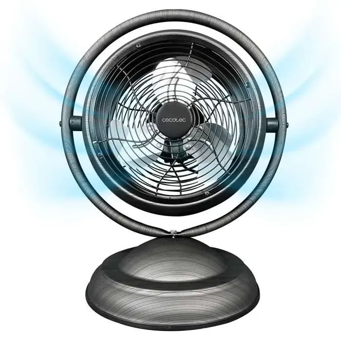 Cecotec Ventilateur de Table EnergySilence 1000 RetroDeskWood 20W Puissance Diamètre 25 cm (10) 3 Pales Aérodynamiques