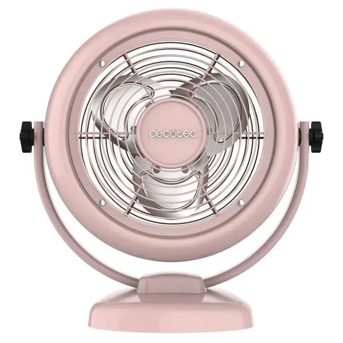 Cecotec - Ventilateur de Table EnergySilence 800 RetroDesk Pink - 20 W Diamètre 25 cm 3 pales 2 Vitesses Design Soigné