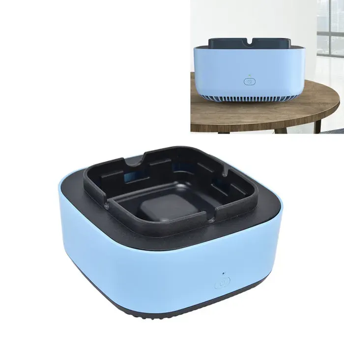 Cendrier purificateur – Ion négatif 360° – Maison voiture bureau – Bleu