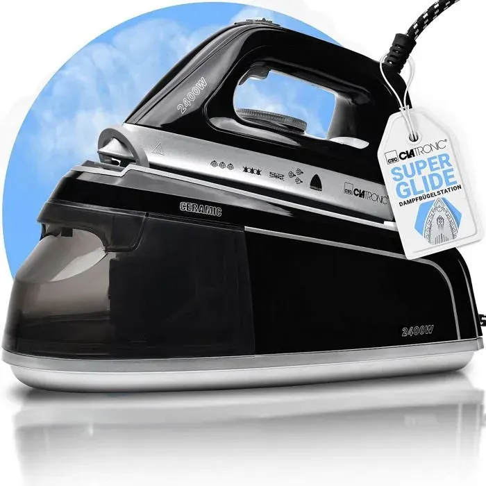 Centrale vapeur avec fer à repasser 35 bar Fer à repasser avec semelle Superglide & réservoir deau 12L 80 min. dautonomie