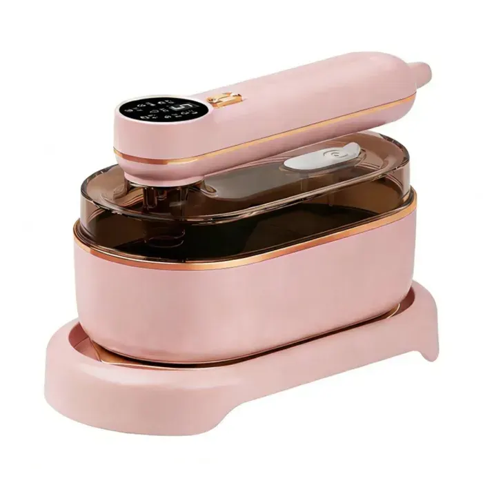 Centrale Vapeur avec table à repasser et fer suspendu 6 réglages de température écran LCD arrêt automatique après 8 min rose