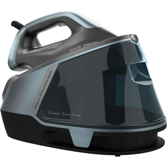 Centrale vapeur - CECOTEC - IronHeroH-2800 Professional Station - 2800 W - 550 g/min - Gris / Bleu