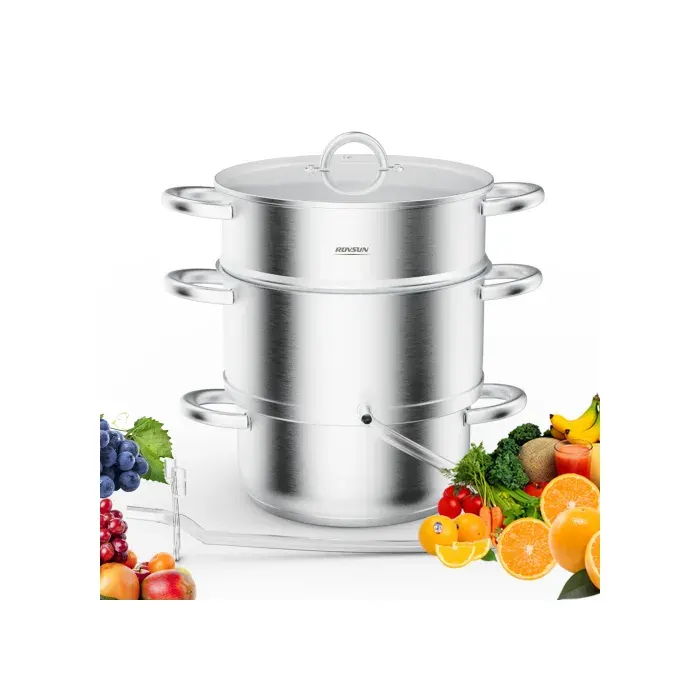 CENTRIFUGEUSE DE CUISINE 5QT - ALIGHTUP- Extracteur de jus à vapeur Compatible induction - Argent
