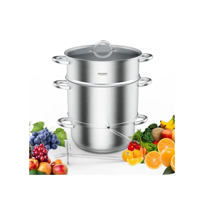 CENTRIFUGEUSE DE CUISINE 9.3QT - ALIGHTUP- Extracteur de jus à vapeur Compatible induction - Argent
