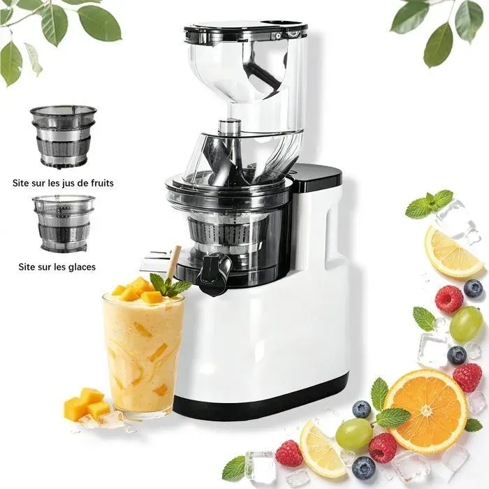 Centrifugeuse électrique 200 W grande ouverture dalimentation permet de préparer des smoothies facile à nettoyer blanche、