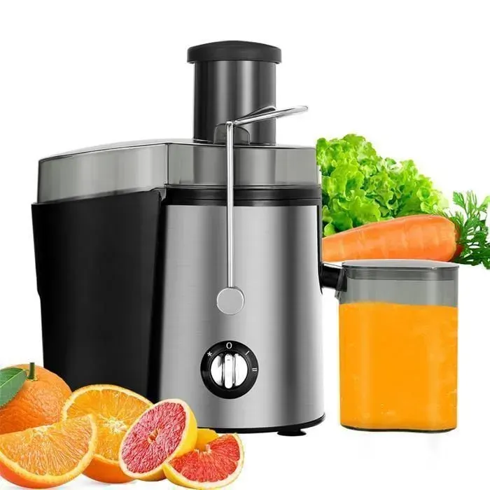 Centrifugeuse Extracteur de Jus - Centrifugeuse fruits et legumes - 450W - 12 L et 500 ml - 70 MM Large Bouche - 2 Vitesses — coloris Gris