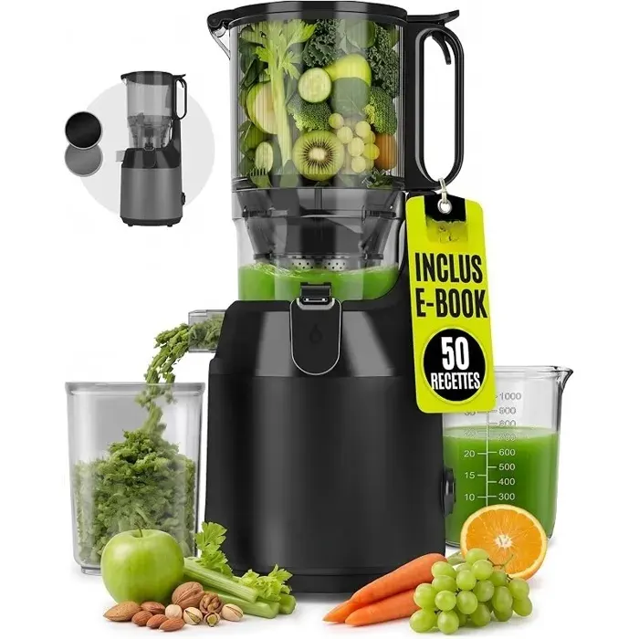 Centrifugeuse extracteur de jus - grande ouverture de 130 mm Livre fruits légumes entiers sans BPA Slow Juicer Machine Extracteurs