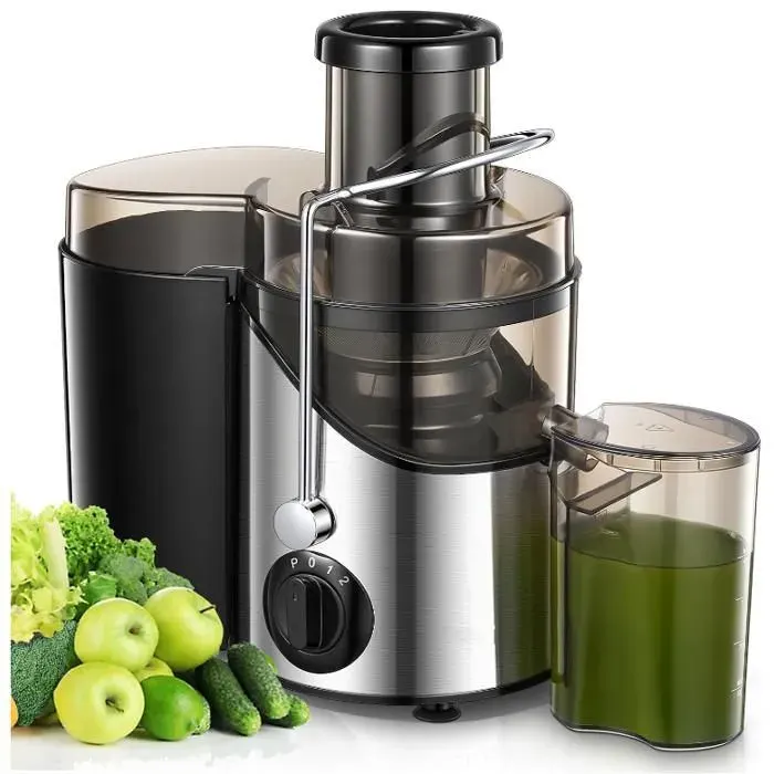 Centrifugeuse Extracteur de Jus pour fruits et Légumes Goulotte dAlimentation 65 mm 3 Réglages Avec Brosse de Nettoyage Facile