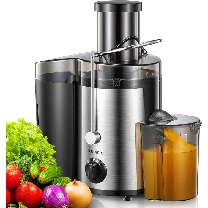 Centrifugeuse Extracteur De JusCentrifugeuse Fruits Et Legumes À 2 Vitesses65 Mm Large BouchePieds AntidérapantsBrosse De Nett — coloris Noire