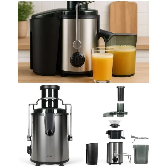 Centrifugeuse - LIVOO - 1000W - 2 vitesses - 15L pulpe - 08L jus amovible