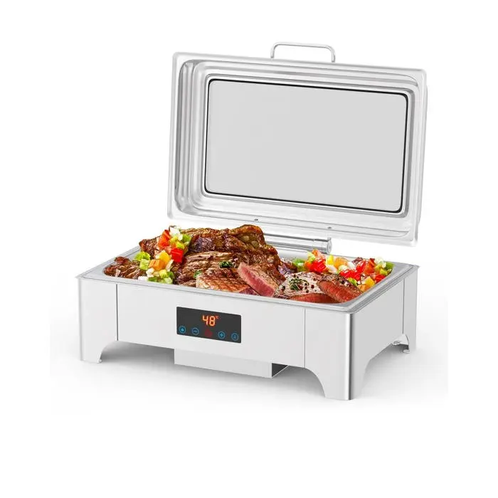 Chafing Dish Électrique 9L Chauffe-Plat Écran Tactile LCD Température Réglable Bac GN 1/1 Restauration，Événements 900W Doré