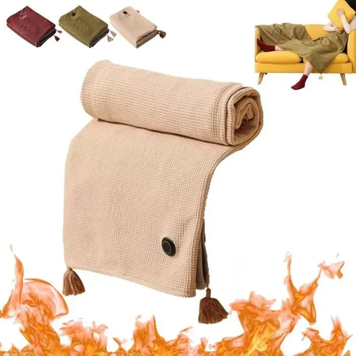 Châle chauffant portable - PRUMYA - 1 personne - 3 niveaux de chaleur - Chauffage rapide - USB
