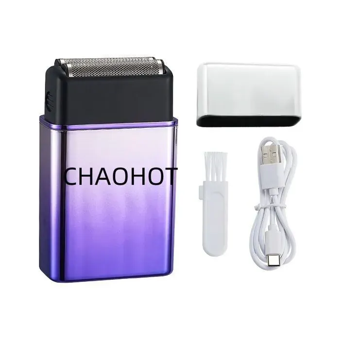 CHAOHOT Rasoir Electriques HommesUSB Tondeuse BarbeMini Rasoir Électrique Rasage à Feuilles avec 2 Lames pour HommeSans Fil