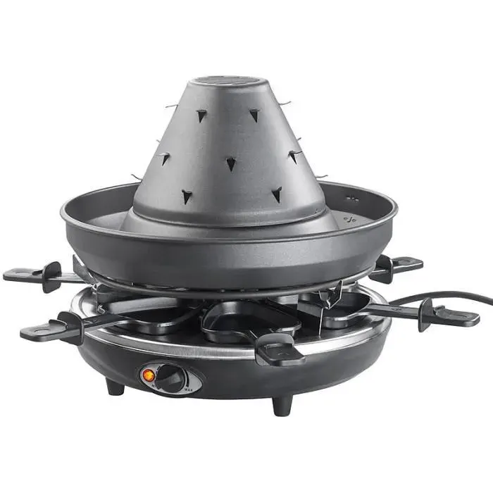 Chapeau tatare électrique 1500 W 2 en 1 avec appareil à raclette pour 6 personnes