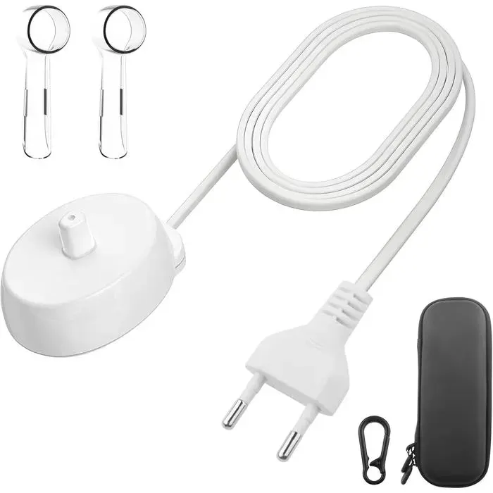 Chargeur De À Dents Électrique Modèle 3757 Pour Braun Oral B Avec Etui Voyage A Dent Electrique Et 2 Capuchon Protection Tte Pour