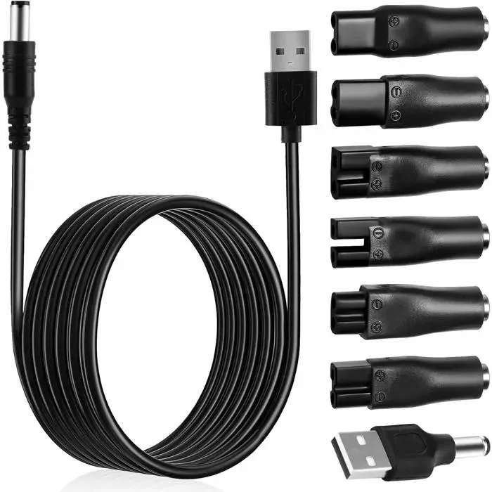 Chargeur De Rasoir 7 Pièces 5V Câble Universel Pour Tous Les Types De Tondeuses Électriques Rasoir Cordon DAlimentation Cc[YR237]