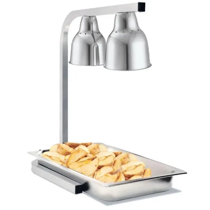 Chauffe-frites - 2 lampes GN 1/1 inox - Acier inoxydable - 500W - Hauteur réglable