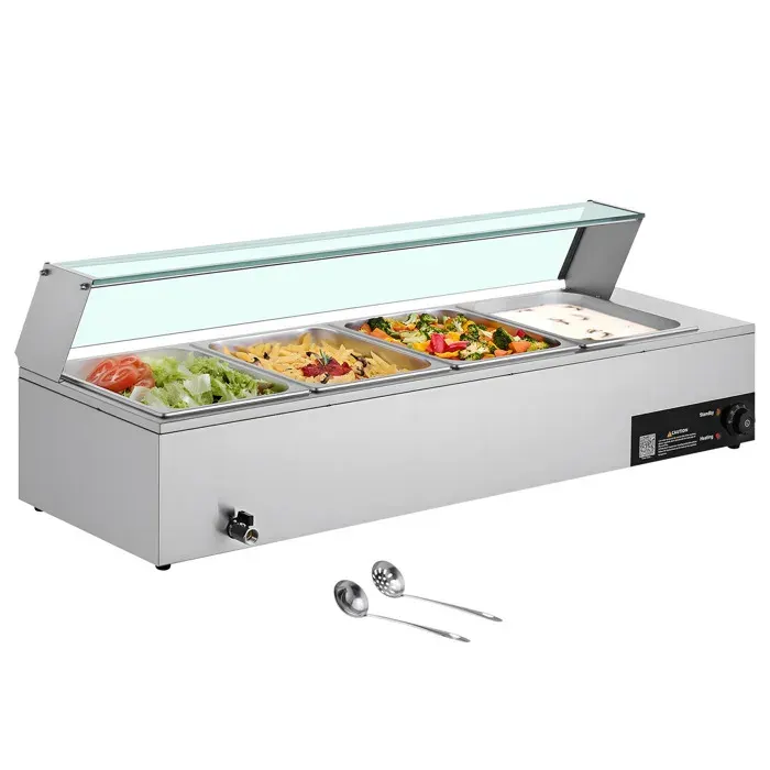 Chauffe-plat électrique à vapeur - DUOKU - M-2214 - 1500 W - Acier inoxydable - Pour buffets