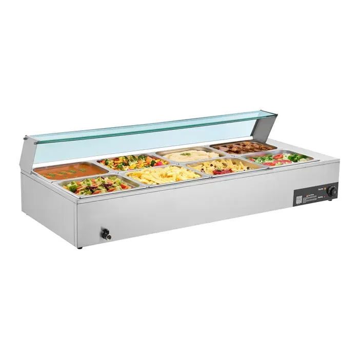 Chauffe-plat électrique à vapeur - DUOKU - M-2224 - 1700 W - Acier inoxydable - Pour buffet en libre-service