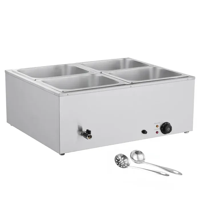 Chauffe-plat électrique - DUOKU - M-1222 - 1500 W - Acier inoxydable - 4 bacs 1/2