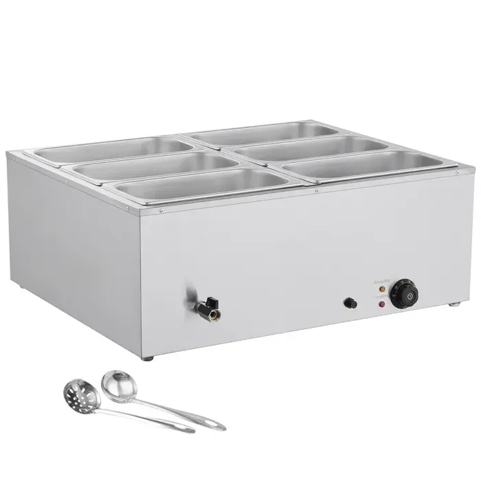Chauffe-plat électrique - DUOKU - M-1323 - 1500W - Acier inoxydable - 6 bacs 1/3