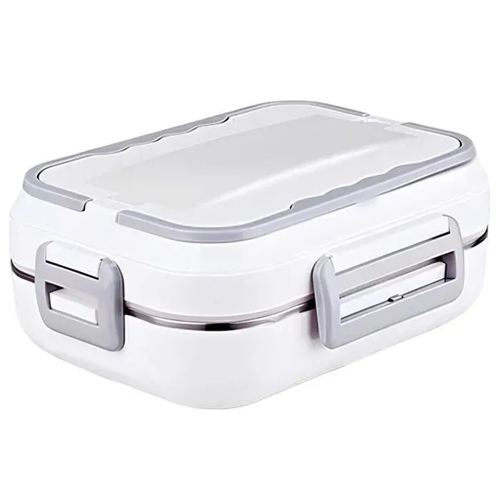 Chauffe-repas électrique portable - AVIZAR - 15 L - Plateau inox 3 compartiments - 40 W - Poignée intégrée