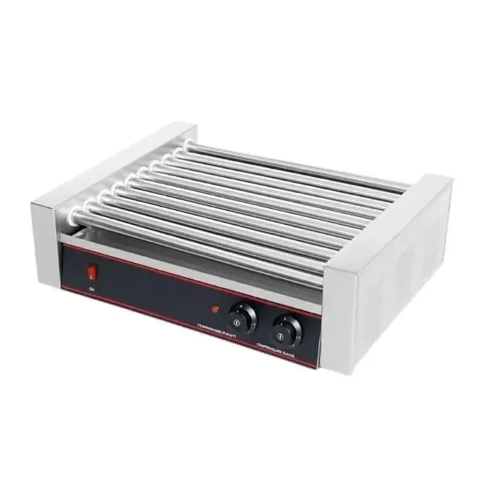 Chauffe-saucisse professionnel - 11 rouleaux - Inox - 230 V 165 kW - Thermostat 300°C