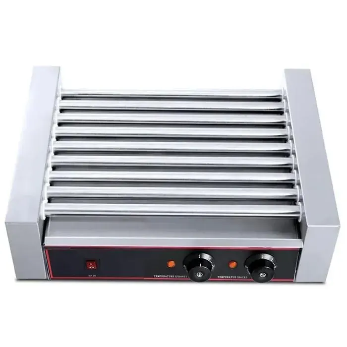 Chauffe-saucisse professionnel - 9 rouleaux - 135 kW - 230 V - Thermostat réglable 300°C