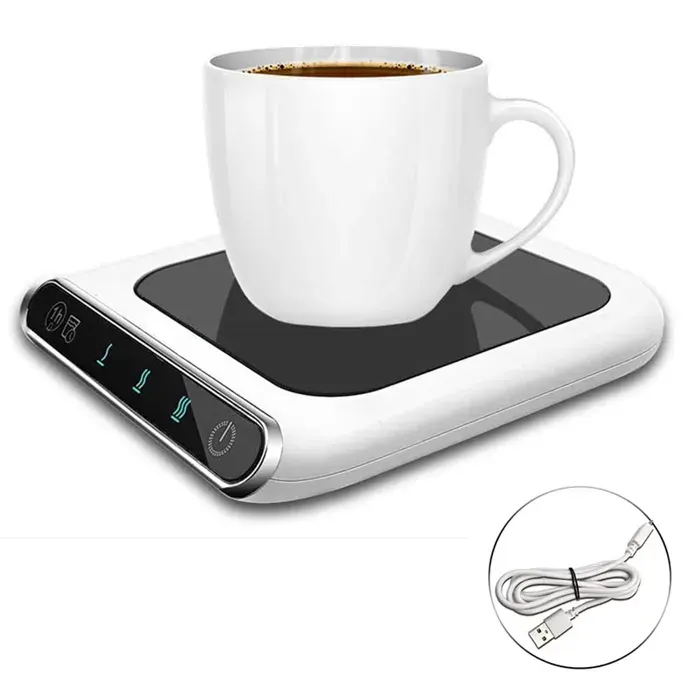 Chauffe-tasse à café pour bureau température réglable à 3 vitesses avec rappel de consommation deau utilisation à domicile ou — coloris Blanc