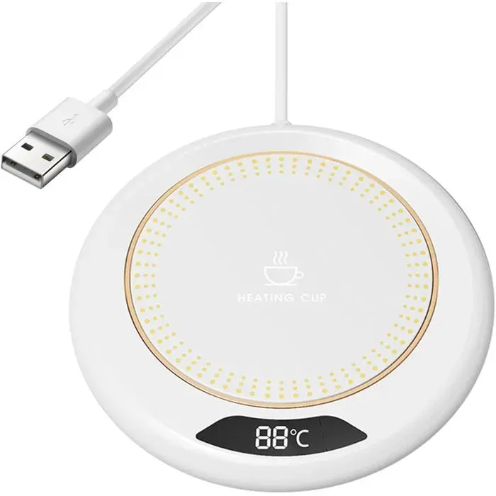 Chauffe-Tasse USB à 3 Réglages de Température avec Arrêt Automatique 8h Réchauffeur Électrique de Bureau .