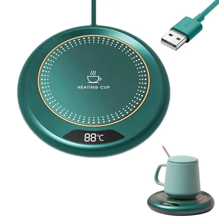 Chauffe-tasse USB avec 3 températures réchauffe-boisson pour café thé lait et bougies vert Dupcheliry