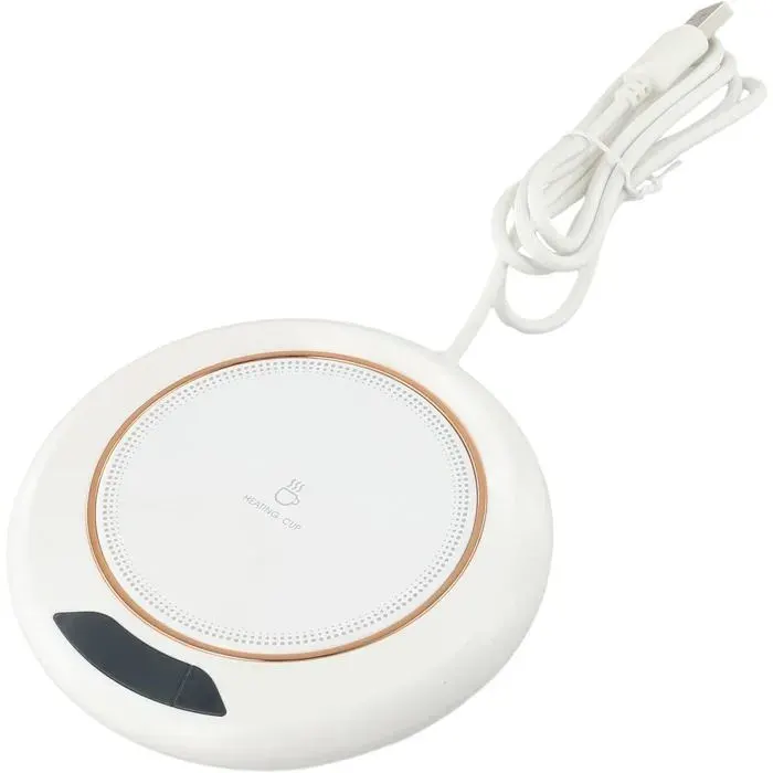 Chauffe-Tasse USB Blanc (20W) à Température Constante Dessous de Verre Intelligent à 3 Vitesses .
