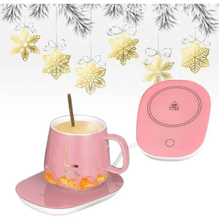 Chauffe-Tasse USB Isolant Rose Plateau Chauffant Thé/Café/Lait Portable Bureau/Maison Économique