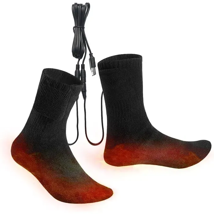 Chaussettes Chauffantes Chaussette Chauffante USB Rechargeable Électrique pour Hommes Femmes Chauffage Chaussettes dhiver pour
