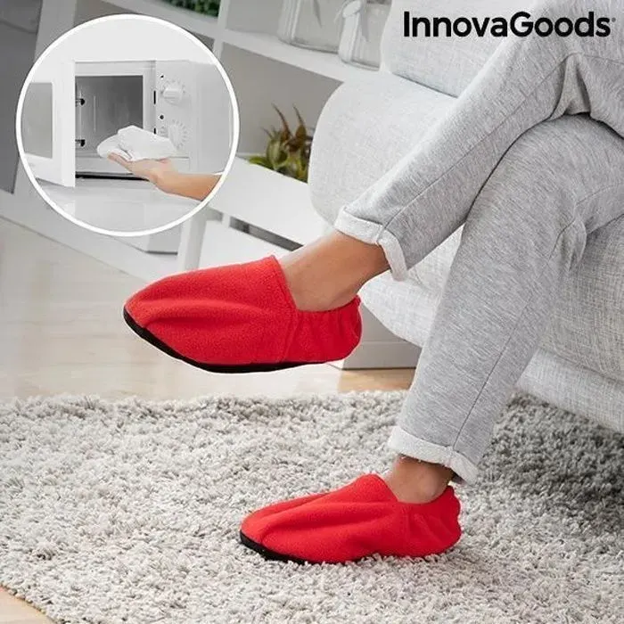 Chaussons Chauffants Micro-ondes InnovaGoods Rouge - - - InnovaGoods