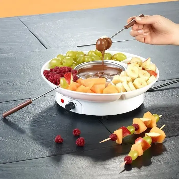 Chocolatière électrique - keeper - Fondue au chocolat - Pour deux personnes - Bol pour fruits - Élément chauffant