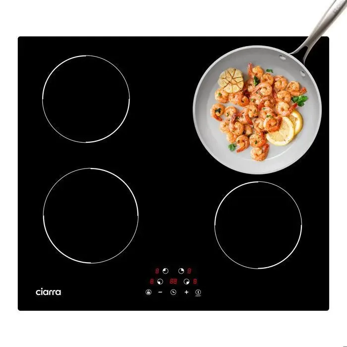 Ciarra AWBIH4-D Plaque Induction 4 Foyers 59cm 6000W Table de Cuisson Encastrable Touche Sensitive Minuterie Auto-Arrêt