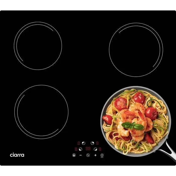 Ciarra AWBIH4-E Plaque Induction 4 Foyer 6000W 59cm Minuterie Protection Securite Enfants Auto Arrêt
