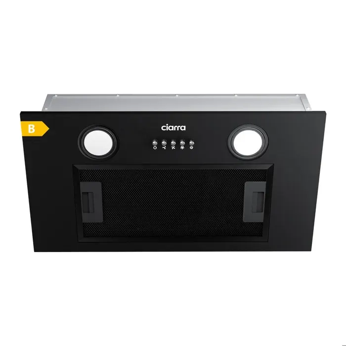 CIARRA Groupe Filtrant Hotte Aspirante Encastrable 52cm 300m3/h Recyclage ou Evacuation LED Eclairage Noir